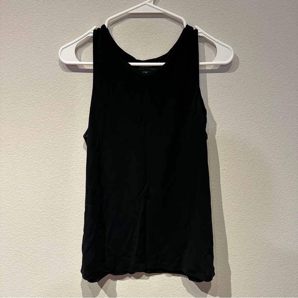 Lauren Ralph Lauren Black Sleeveless‎ Blouse 100% Rayon Size Medium